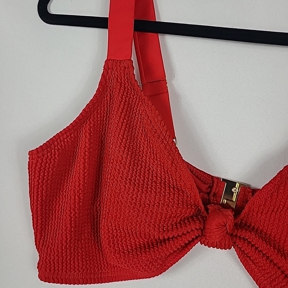 NWT South Beach Curve Knot Front Bikini Top Red Swimwear Sz US 16 - Picture 3 of 8